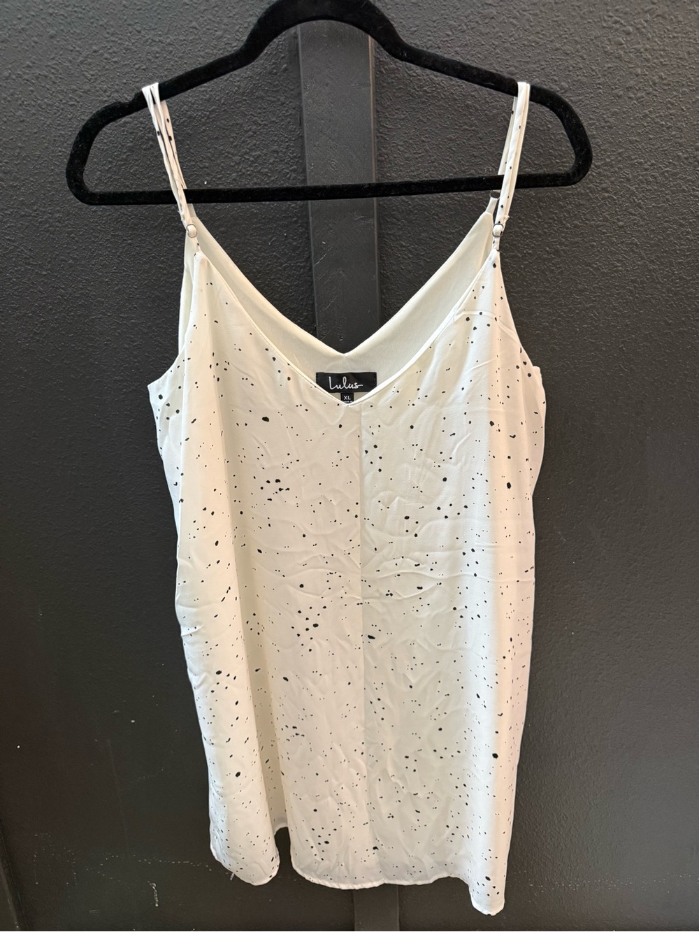 Lulu's White Spotted V-Neck Slip Dress